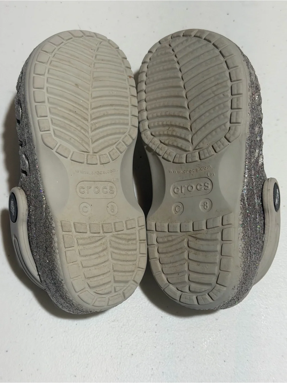 Crocs Glitter Clog Shoes - Silver size C8